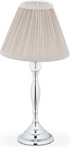 Relaxdays tafellamp vintage - nachtlamp kristal - schemerlamp - tafellampje - stoffen kap - zilver