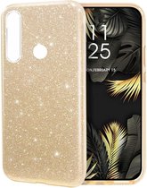 Motorola G8 Power Lite Hoesje Glitters Siliconen TPU Case Goud - BlingBling Cover