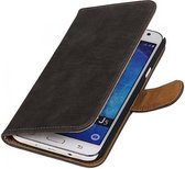 Mobieletelefoonhoesje.nl - Hout Bookstyle Hoesje voor Galaxy J5 Grijs