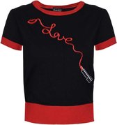 Voodoo Vixen Top -XL- Priscilla lippenstift Zwart/Rood
