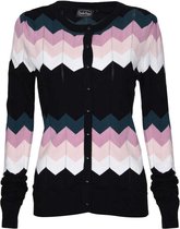 Voodoo Vixen Cardigan -L- Julia chevron Zwart/Multicolours