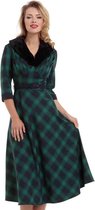 Voodoo Vixen Flare jurk -L- Lola Tartan Groen