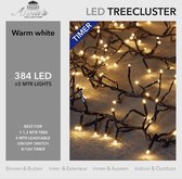 1x Kerstverlichting clusterverlichting met timer en dimmer 384 lampjes warm wit  5 mtr - Voor binnen en buiten gebruik