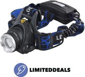 Ultra Hoofdlamp met LED en Stroboscope functie | 300 Meter Bereik | USB oplaadbaar INCLUSIEF batterijen en oplader + Autolader - LimitedDeals