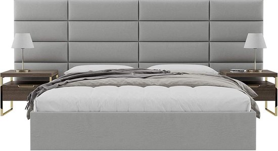 VÄNT Panels - 4 Upholstered Headboard / Hoofdeinden - 76cm x 29cm - 4 Muur Panelen - Vintage Leather Jet Grey