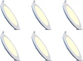 LED Downlight Slim 6 Pack - Inbouw - 6W - Helder/Koud Wit 6000K - Rond - Mat Wit - Aluminium - Ø120mm - BSE
