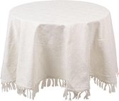 Clayre & Eef Rond Tafelkleed Ø 170 cm Creme Katoen Rond Tafellaken Tafellinnen Tafeltextiel