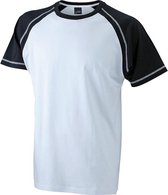 James and Nicholson - Heren Raglan T-Shirt (Wit/Zwart)
