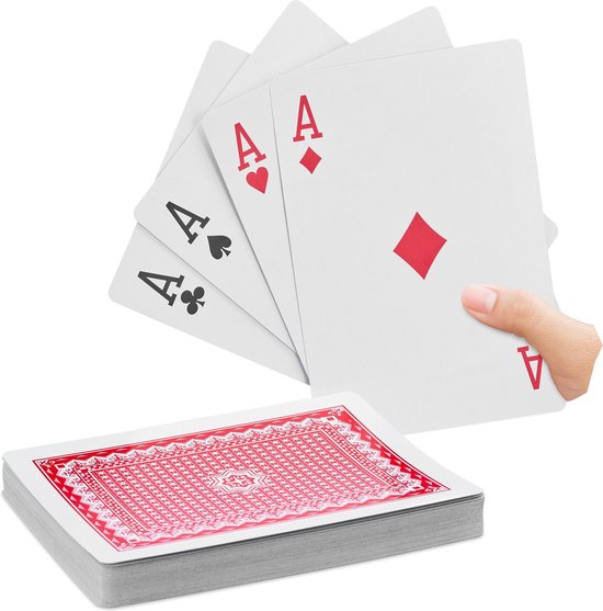 Relaxdays speelkaarten - pokerkaarten - 54 stuks - - grote kaarten | bol.com