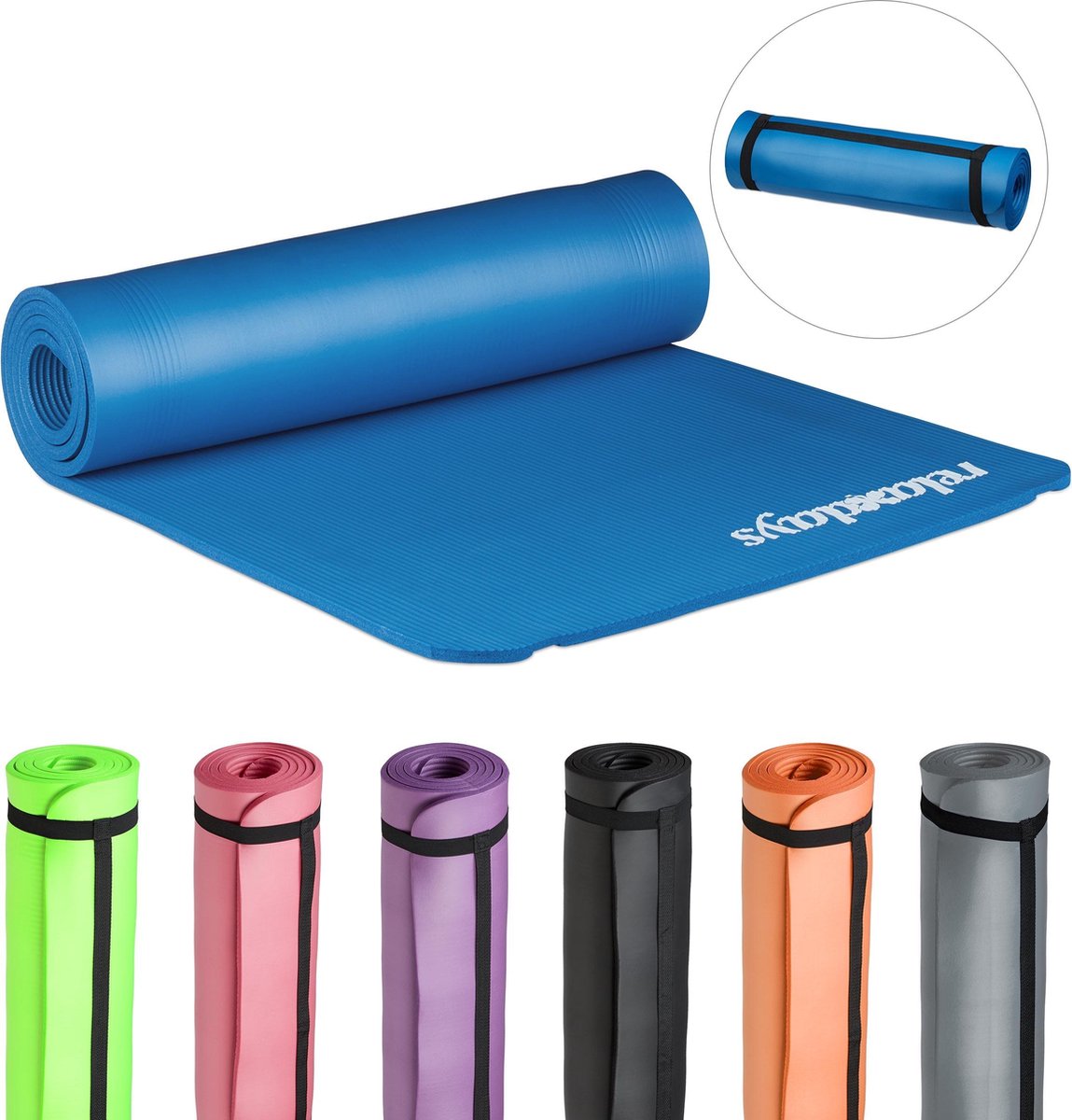 relaxdays yogamat dik - 60 x 180 - rood