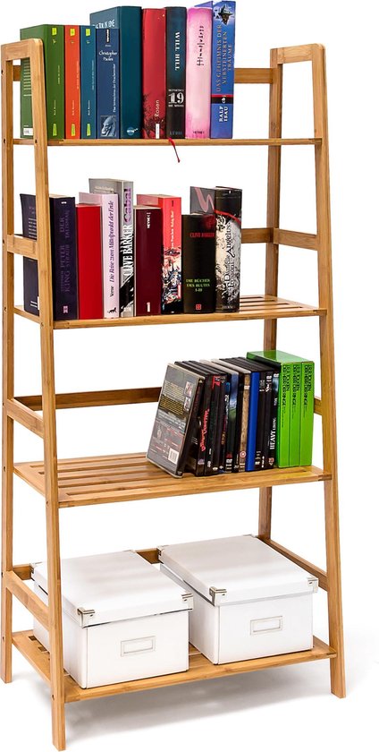 Kan niet lezen of schrijven Schuine streep Veroveraar Relaxdays boekenkast bamboe - boekenrek - opbergrek - wandrek - rek - hout  | bol.com