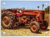 Tuinposter – Oude Roestige Tractor Rood - 40x30cm Foto op Tuinposter  (wanddecoratie voor buiten en binnen)