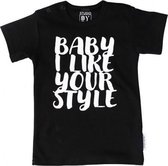 STUDIO BY BO® Baby T-shirt Like Your Style Zwart | 100% OEKOTEX gecertificeerd katoen | Maat 98