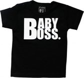 STUDIO BY BO® Baby T-shirt Baby Boss Zwart | 100% OEKOTEX gecertificeerd katoen | Maat 74