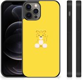 Telefoon Hoesje Geschikt voor iPhone 12 Pro Max Hippe Hoesjes met Zwarte rand Baby Leopard