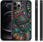 Hoesje Bumper Geschikt voor iPhone 12 Pro Max Telefoon Hoesje met Zwarte rand Aztec