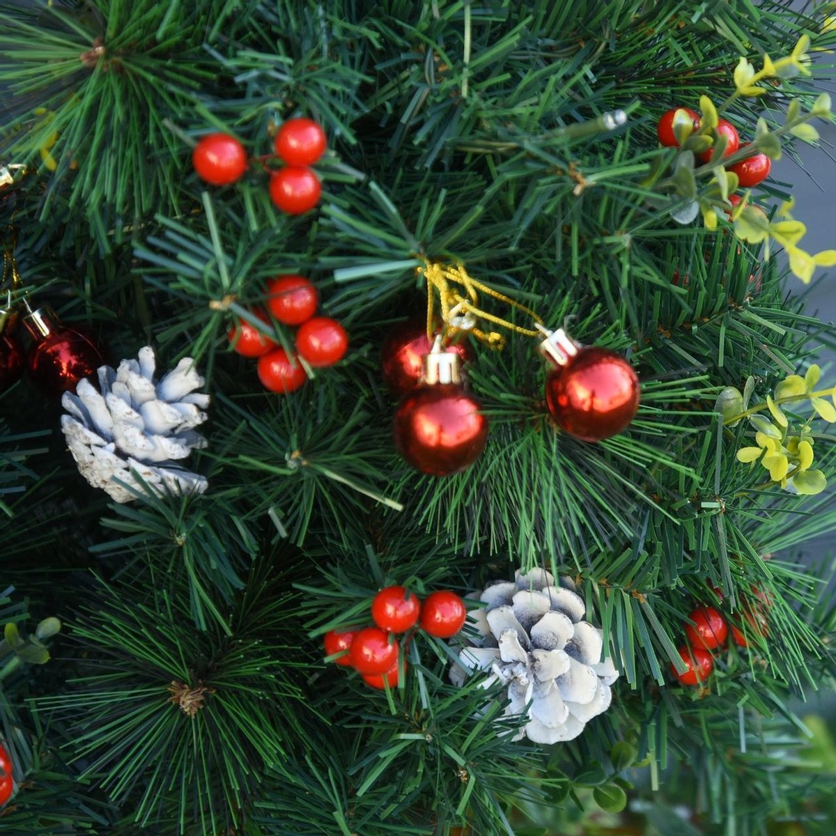 Kunstkerstboom met verlichting en decoratie - Set van 2 - Kerstboom met lampjes - Kerstballen - Kerstversiering - Binnen/Buiten – foto 6
