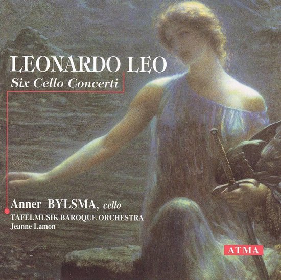 CD hoes: Leonardo Leo Six Cello Concerti. Met Anner Blysma, cello, Tafelmusik Baroque Orchestra, Jeanne Lamon. Schilderij van een vrouw met zwaard.