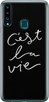 Samsung Galaxy A20s hoesje siliconen - C'est la vie - Soft Case Telefoonhoesje - Tekst - Grijs