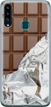 Samsung Galaxy A20s hoesje siliconen - Chocoladereep - Soft Case Telefoonhoesje - Print / Illustratie - Bruin