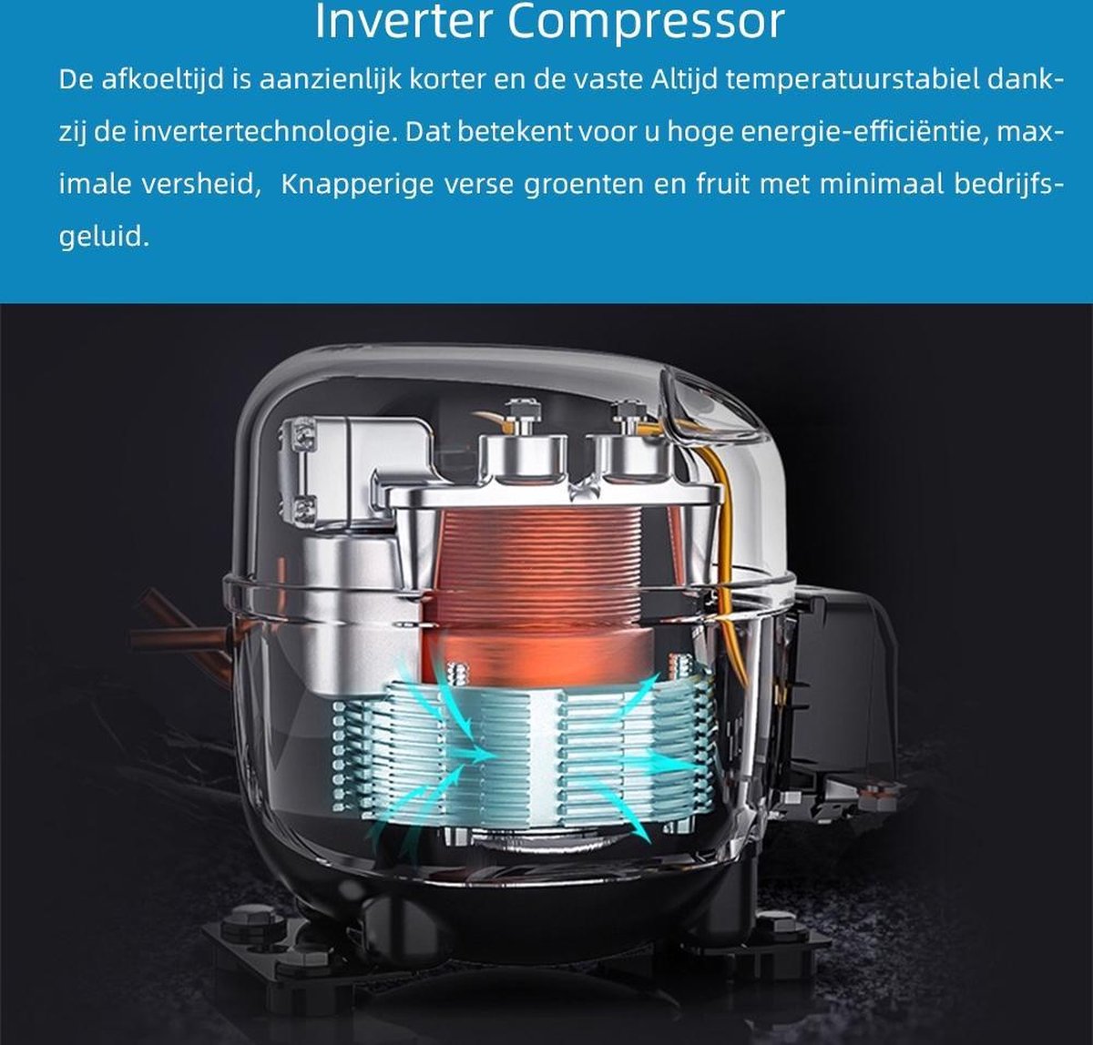 CHiQ FBM351NEI42 - Koel-vriescombinatie - 356 Liter - No Frost - Stil 35dB - Inverter Compressor - Digitaal LED Display - 12 Jaar Garantie op Compressor - D Energielabel — afbeelding 6