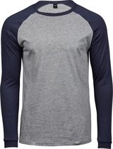 Tee Jays Herenshirt met lange mouwen Baseball T-Shirt (Heide Grijs/Navy)