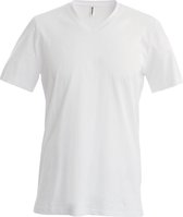 Kariban Heren Korte Mouw V Hals Slim Fit T-Shirt (Wit)