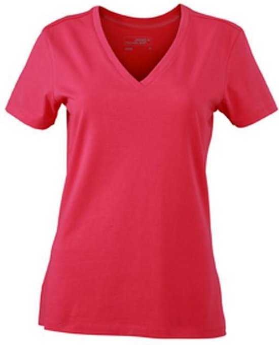 James and Nicholson Dames/dames Rekken V-hals Tee (Roze)