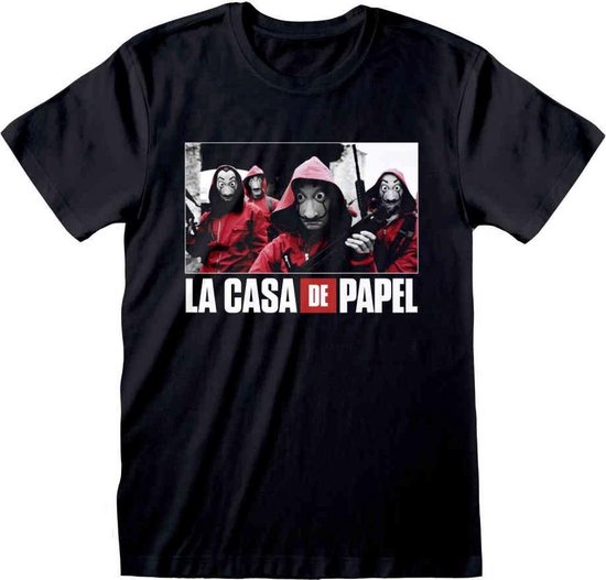 La Casa De Papel Heren Tshirt Photo And Logo Zwart