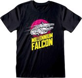 Star Wars Heren Tshirt -S- Millennium Falcon Circle Zwart