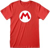 Nintendo Super Mario - Mario Badge  Unisex T-Shirt Rood