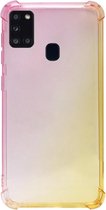 ADEL Siliconen Back Cover Softcase Hoesje Geschikt voor Samsung Galaxy A21s - Kleurovergang Roze Geel