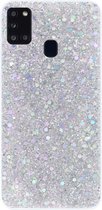 ADEL Premium Siliconen Back Cover Softcase Hoesje Geschikt voor Samsung Galaxy A21s - Bling Bling Glitter Zilver
