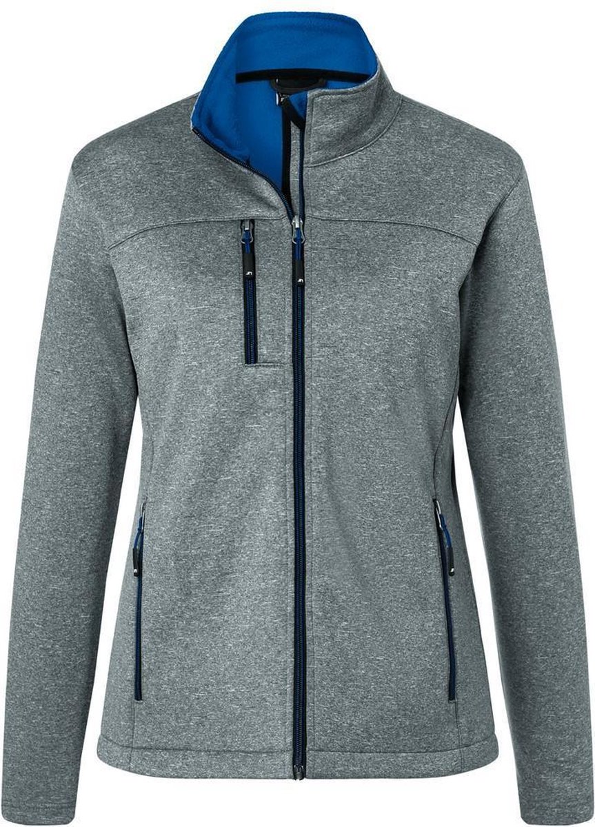 James and Nicholson Dames/dames Fleece Lined Softshell Jacket Donkergrijs Melange/Royaal Blauw