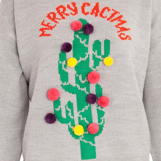 Brave Soul Vrouwen/dames Kerstmis `Merry Cactus` Trui (Grijs) | bol.com