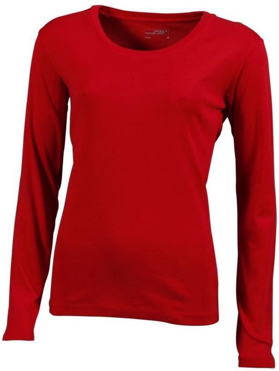 James and Nicholson Dames/dames T-Shirt met lange mouwen (Rood)