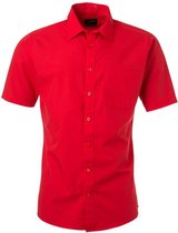 James and Nicholson Herenshort Poplin Shirt met korte mouwen (Tomatenrood)