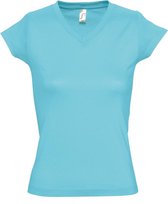 SOLS Dames/dames Maan V Hals T-Shirt met korte mouwen (Blauw Atol)