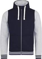 Awdis Gewoon Hoods Volwassenen Unisex Urban Varsity Full Zip Hoodie (Marine Oxford / Heide Grijs)