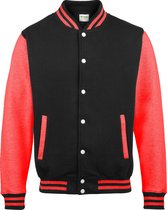 Awdis Unisex Varsity Jacket (Jet Zwart / Vuurrood)