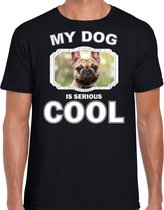 Franse bulldog honden t-shirt my dog is serious cool zwart - heren - Franse bulldogs liefhebber cadeau shirt M