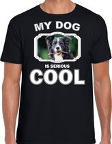 Border collie  honden t-shirt my dog is serious cool zwart - heren - Border collies liefhebber cadeau shirt L