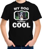 Border collie  honden t-shirt my dog is serious cool zwart - kinderen - Border collies liefhebber cadeau shirt S (122-128)