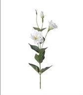 Kunstbloem - Zijde - Lisianthus - Wit - 84 cm - Boeket van 3 stuks - 2 bloemen, 1 half in de knop en 1 knop - In cadeauverpakking met gekleurd lint