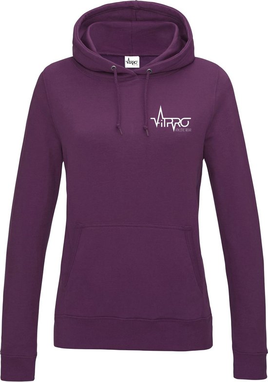 FitProWear  Hoodie Dames - Donker paars  - Maat S - Dames  - Trui - Slim Fit - Slim Fit Trui - Getailleerde trui - Trui getailleerd - Sporttrui - Sweater - Hoodie - Katoen / Polyester - Trui Capuchon - Sportkleding -