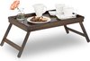 relaxdays bedtafel bamboe - Bruin - Klapbaar