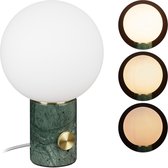 Relaxdays tafellamp marmer - nachtlamp dimbaar - designerlamp - glazen bol - E14 fitting