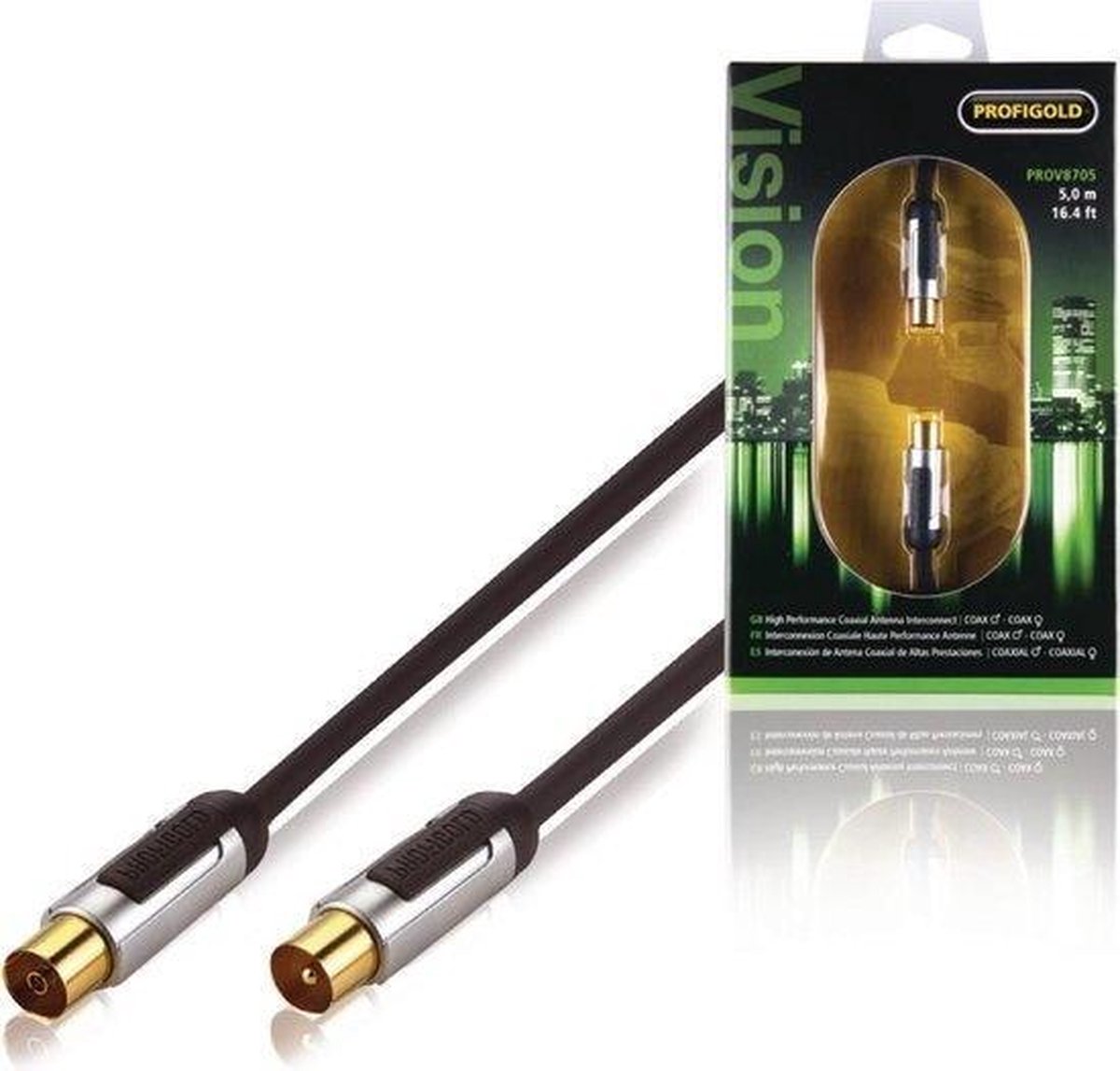 Profigold PROV8701 High Performance Coax Kabel - (male-female) zwart - 1 meter