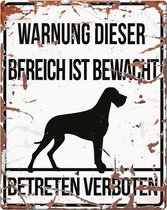 D&D Waakbord / Warning sign square danish dog de Wit 20x25cm