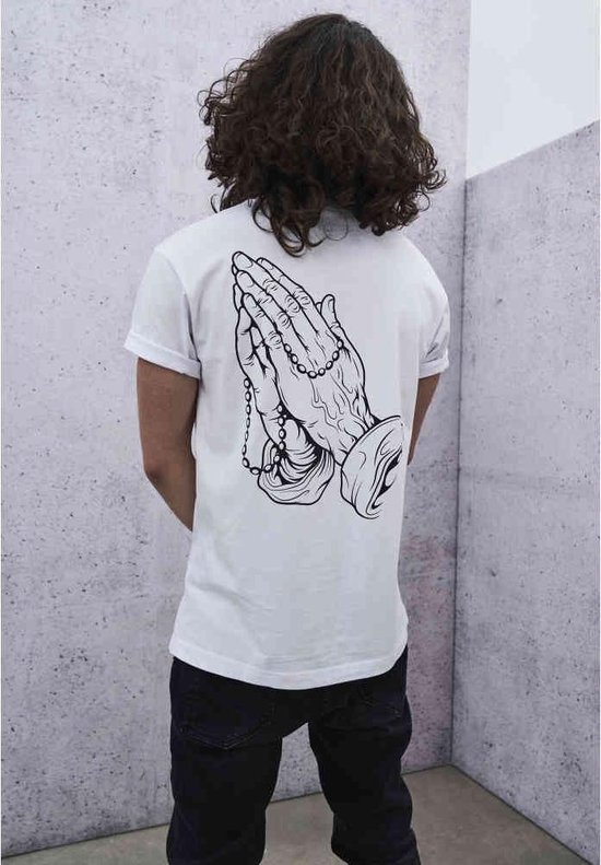 Mister Tee - Pray Hands Heren T-shirt - 3XL - Wit